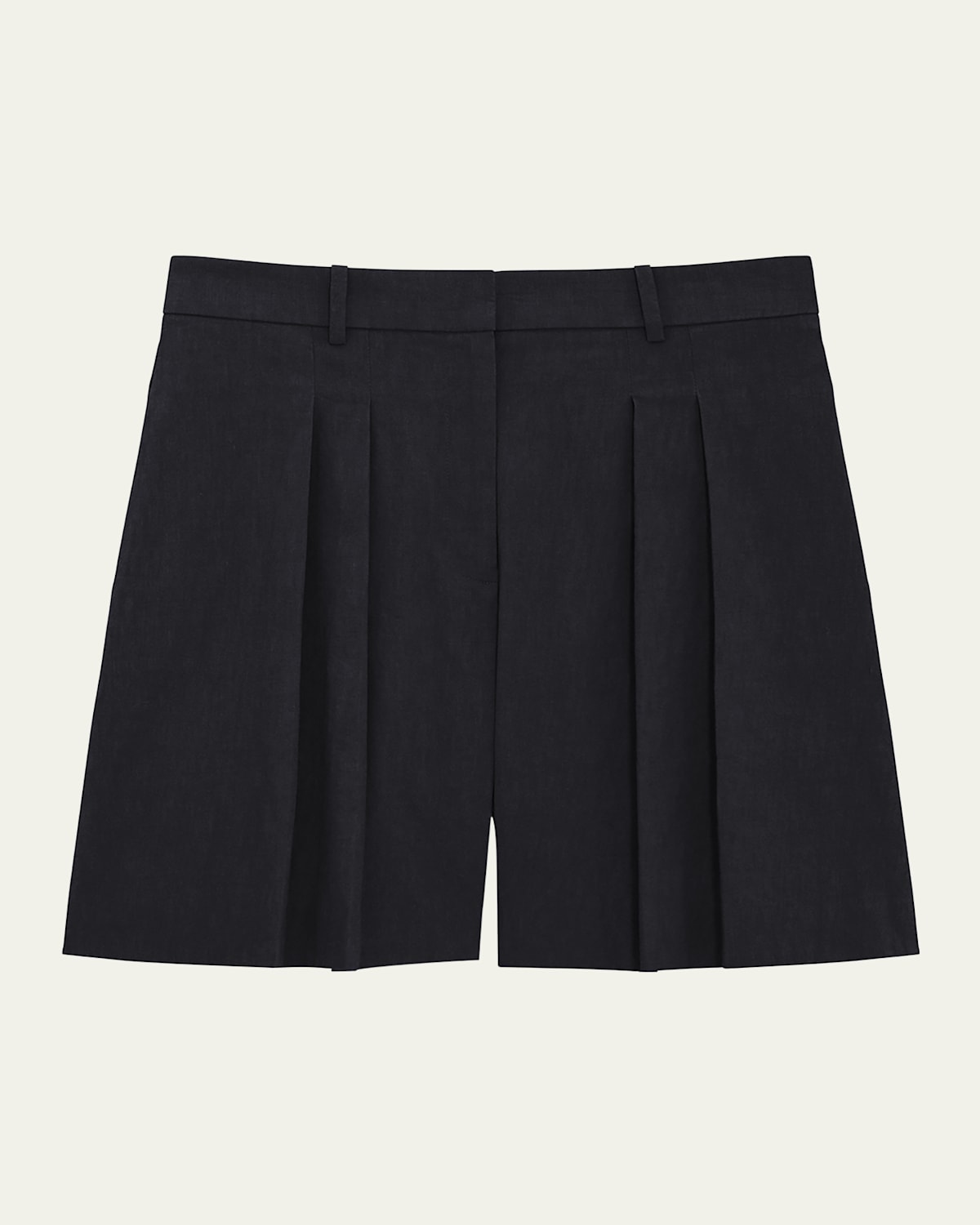 Theory Pleated Crunch Linen Shorts In Black