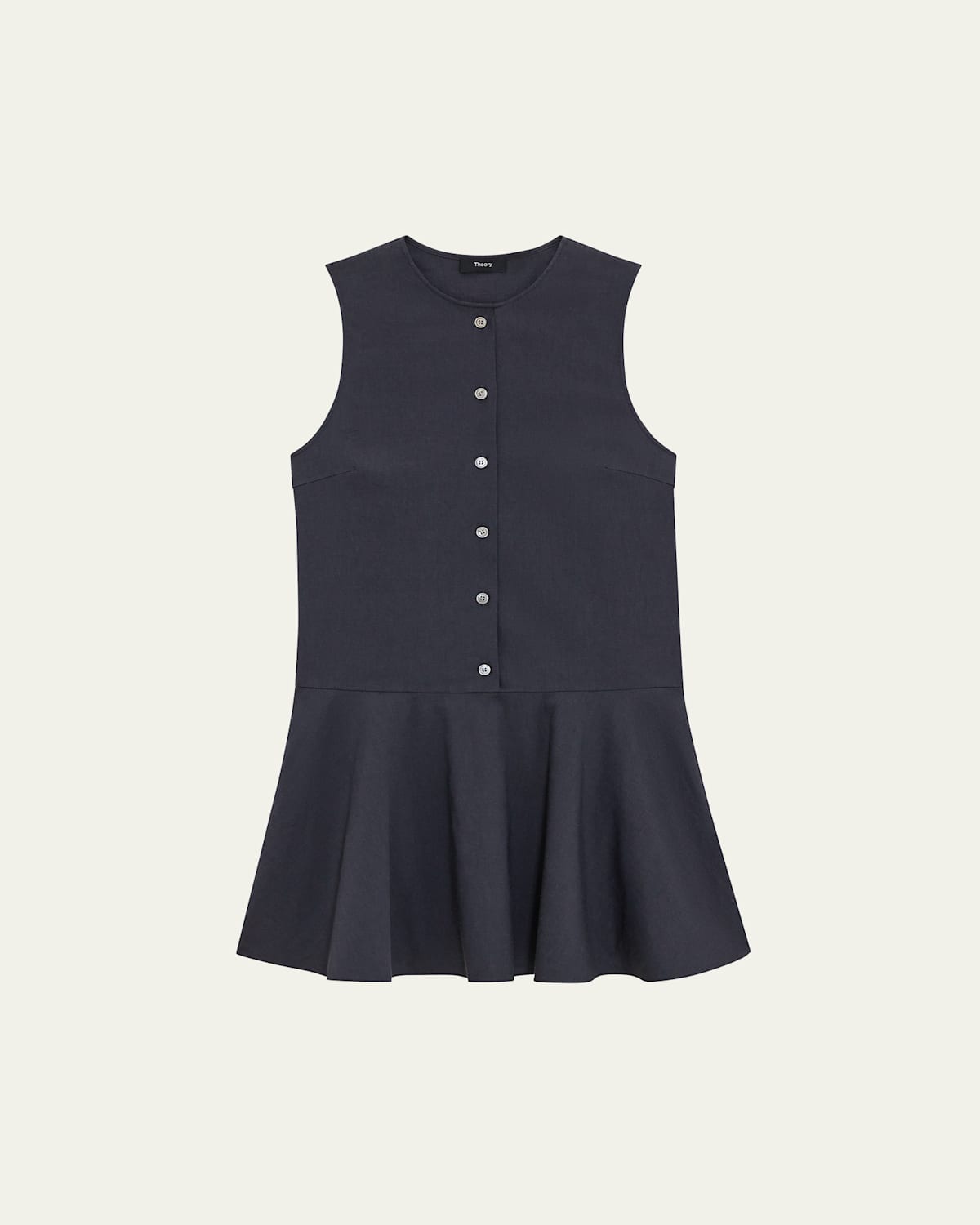 Drop-Waist Crunch Linen Mini Dress
