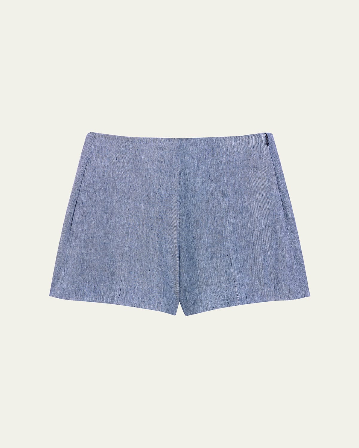 Theory Pleated Linen Blend Shorts In Multi
