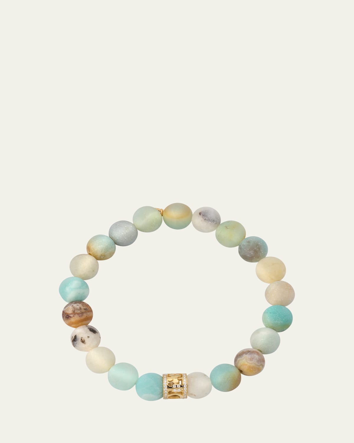 14K Yellow Gold Lucky Rondelle Amazonite Bracelet