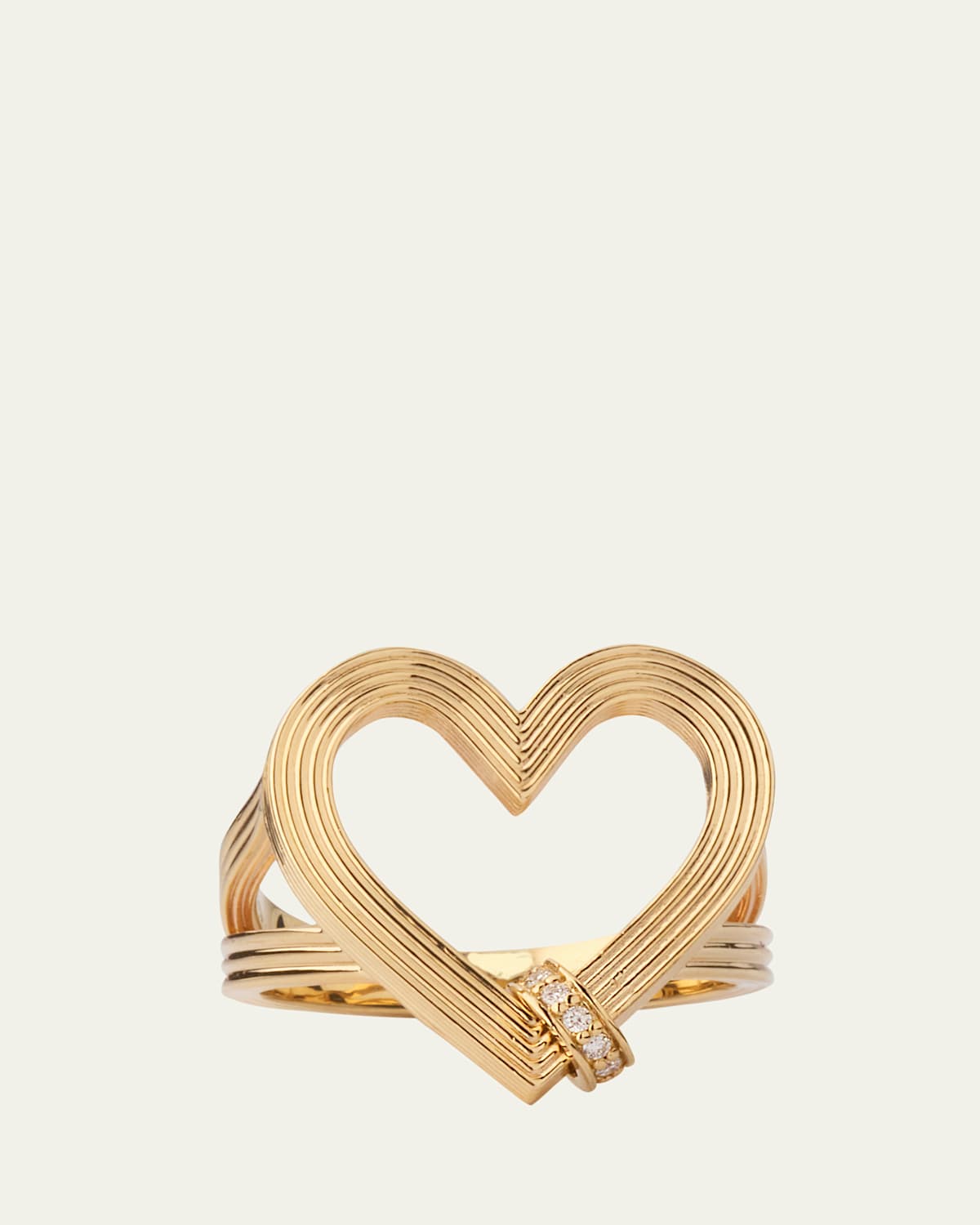 Fluted Heart Diamond Rondelle Ring