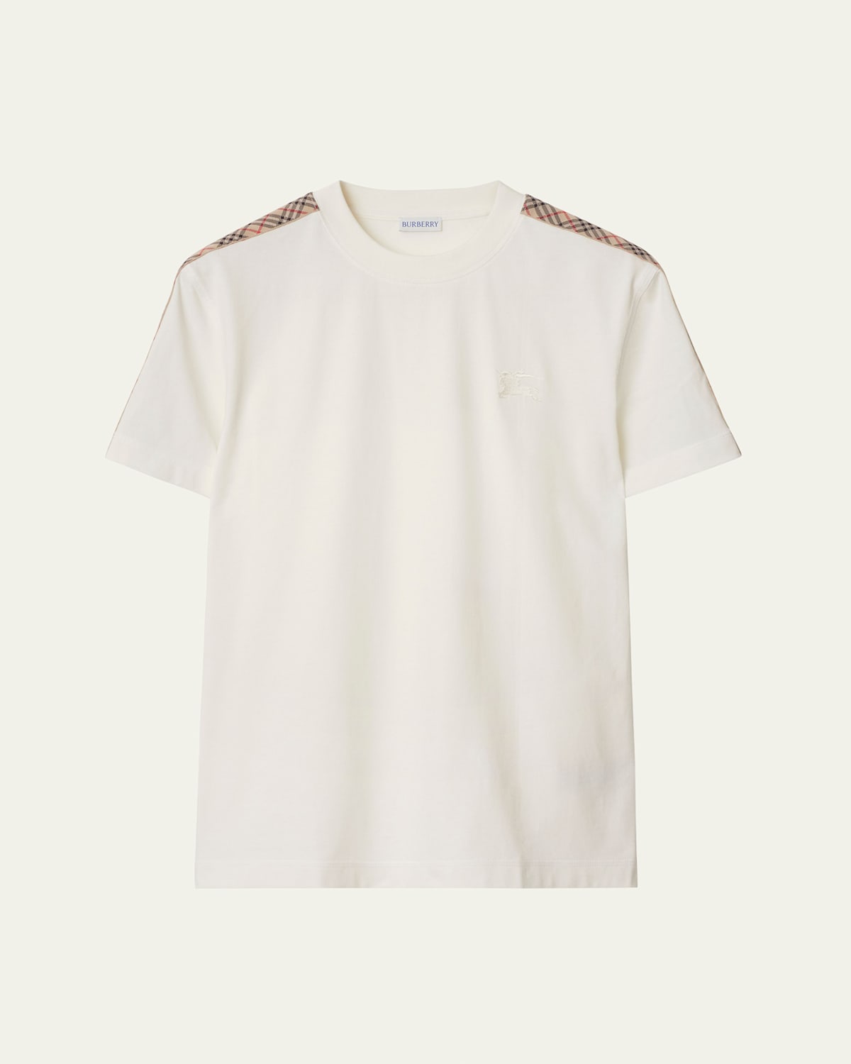 Burberry T-shirt With Check Details In Chalk