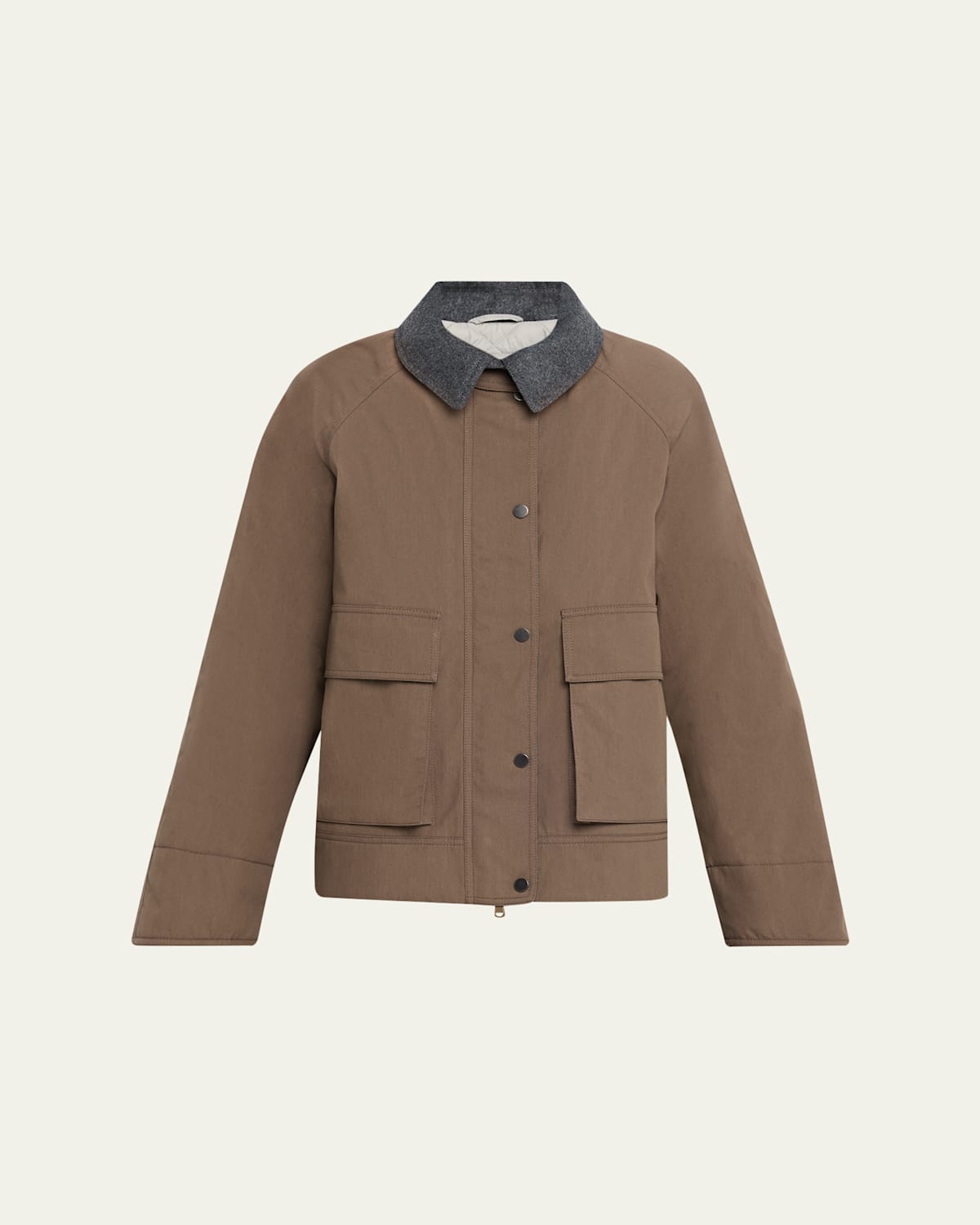 Brunello Cucinelli Techno Canvas Jacket In Brown