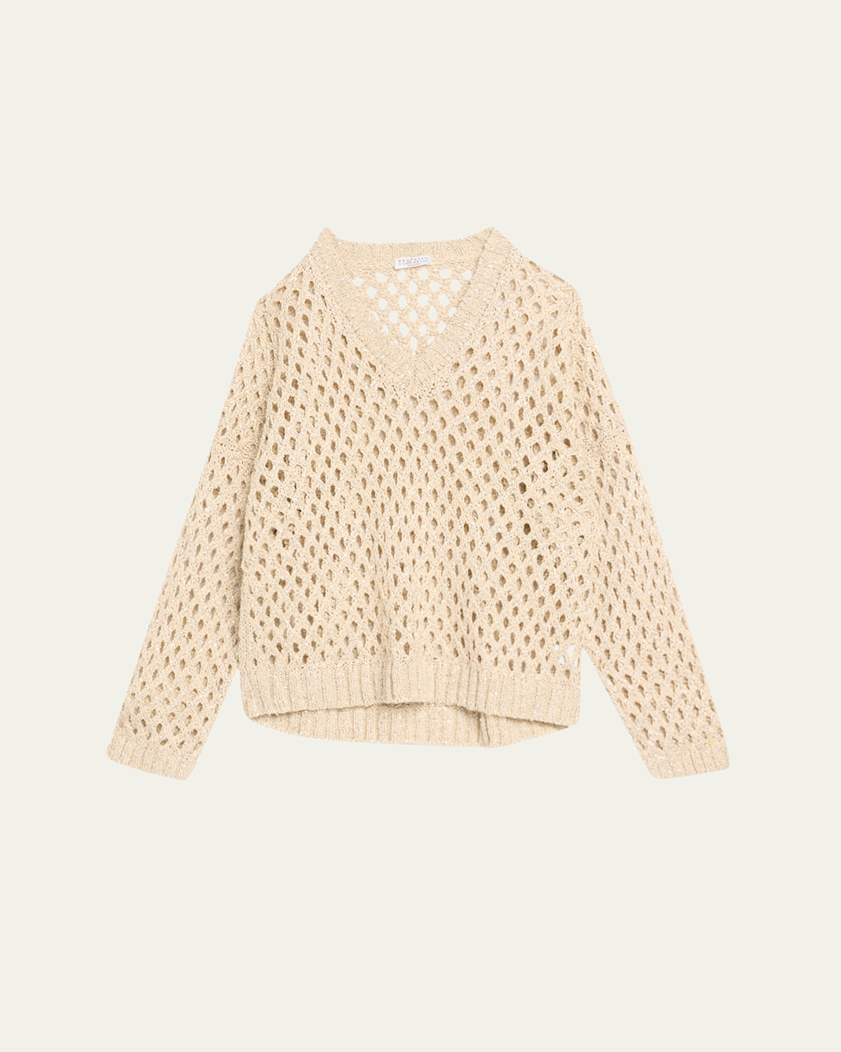 BRUNELLO CUCINELLI SEQUINED OPEN-KNIT SILK SWEATER 