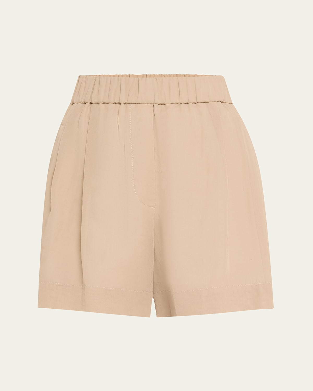 Brunello Cucinelli Pull-up Cotton Gauze Shorts In Brown