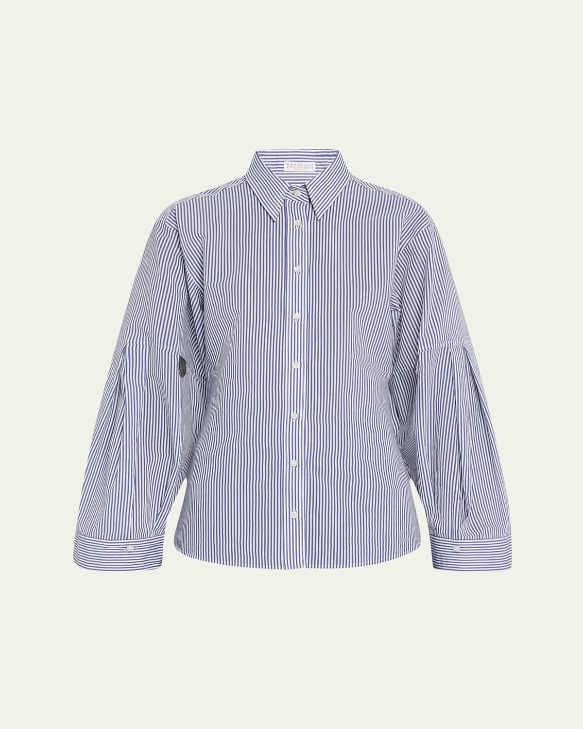 Brunello Cucinelli Stripe Gauze Techno Cotton Blouse In Multi