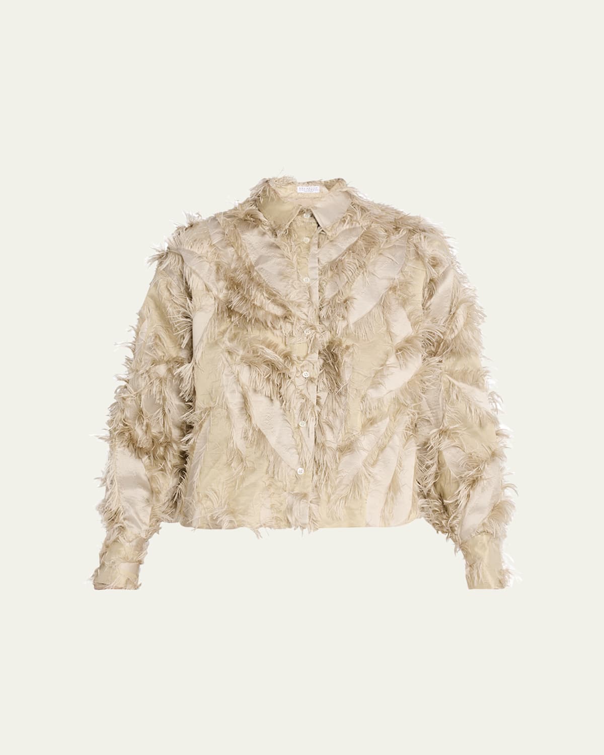 Brunello Cucinelli Fringed Fil Coupe Jacquard Bomber Jacket In Neutral