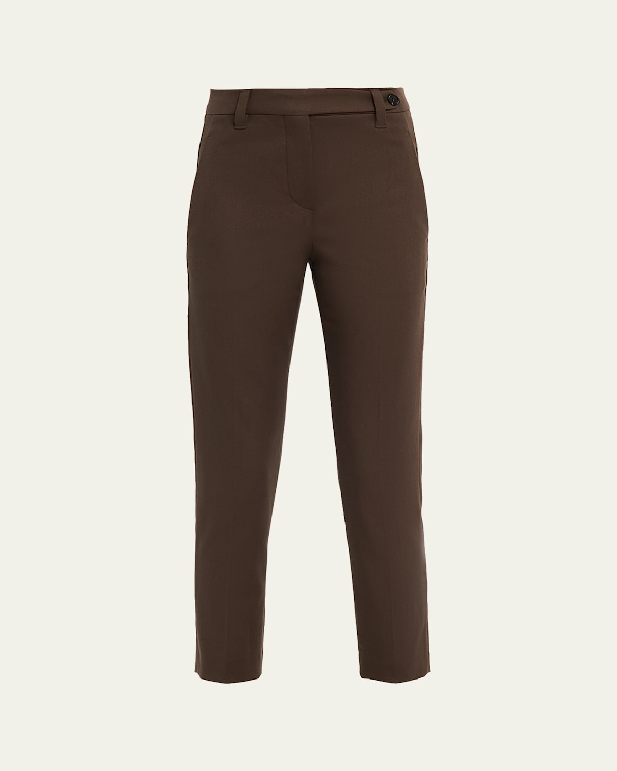 Brunello Cucinelli Cotton Twill Slim-leg Ankle Pants In Brown