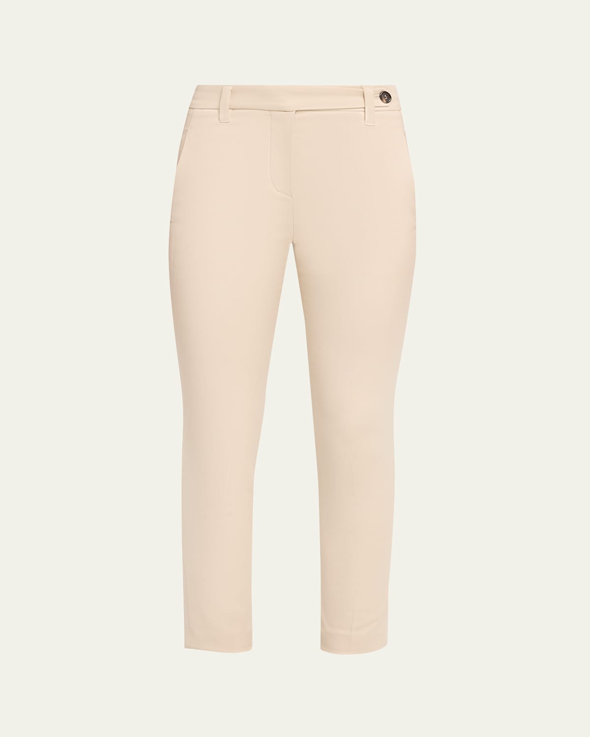 Cotton Twill Slim-Leg Ankle Pants