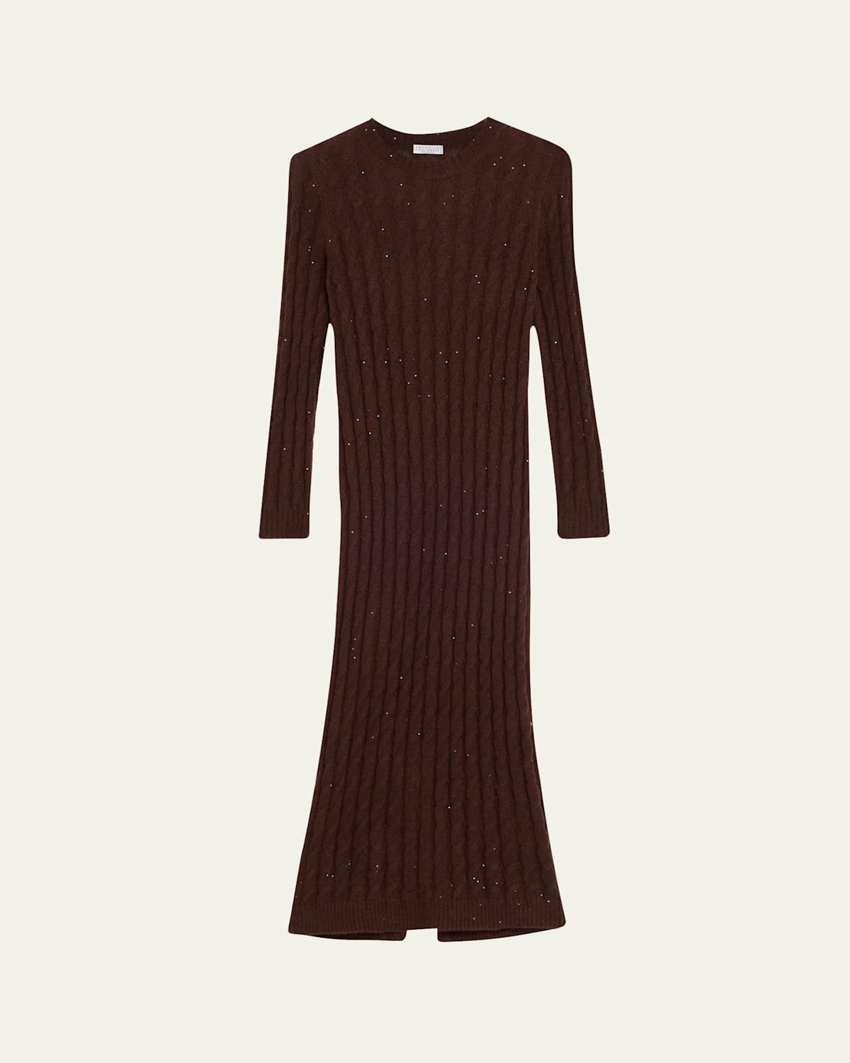 Mohair Pailette Cable Knit Maxi Sweater Dress