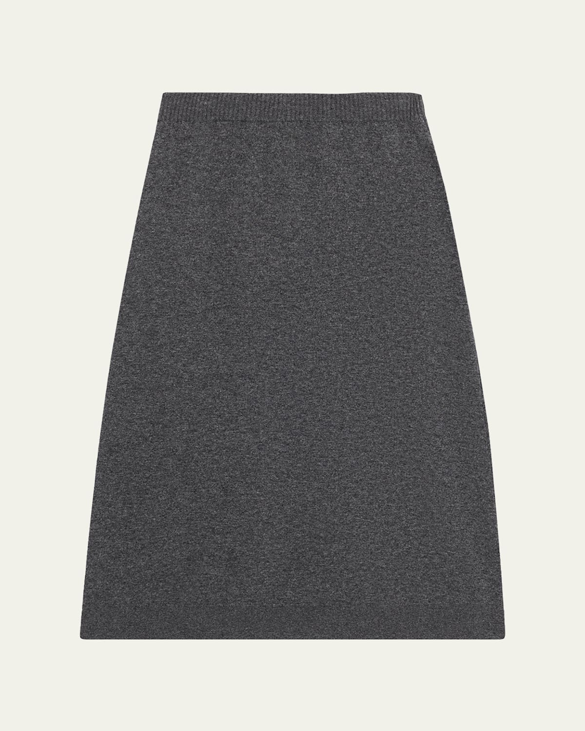 Brunello Cucinelli A-line Double Cashmere Midi Skirt In Gray