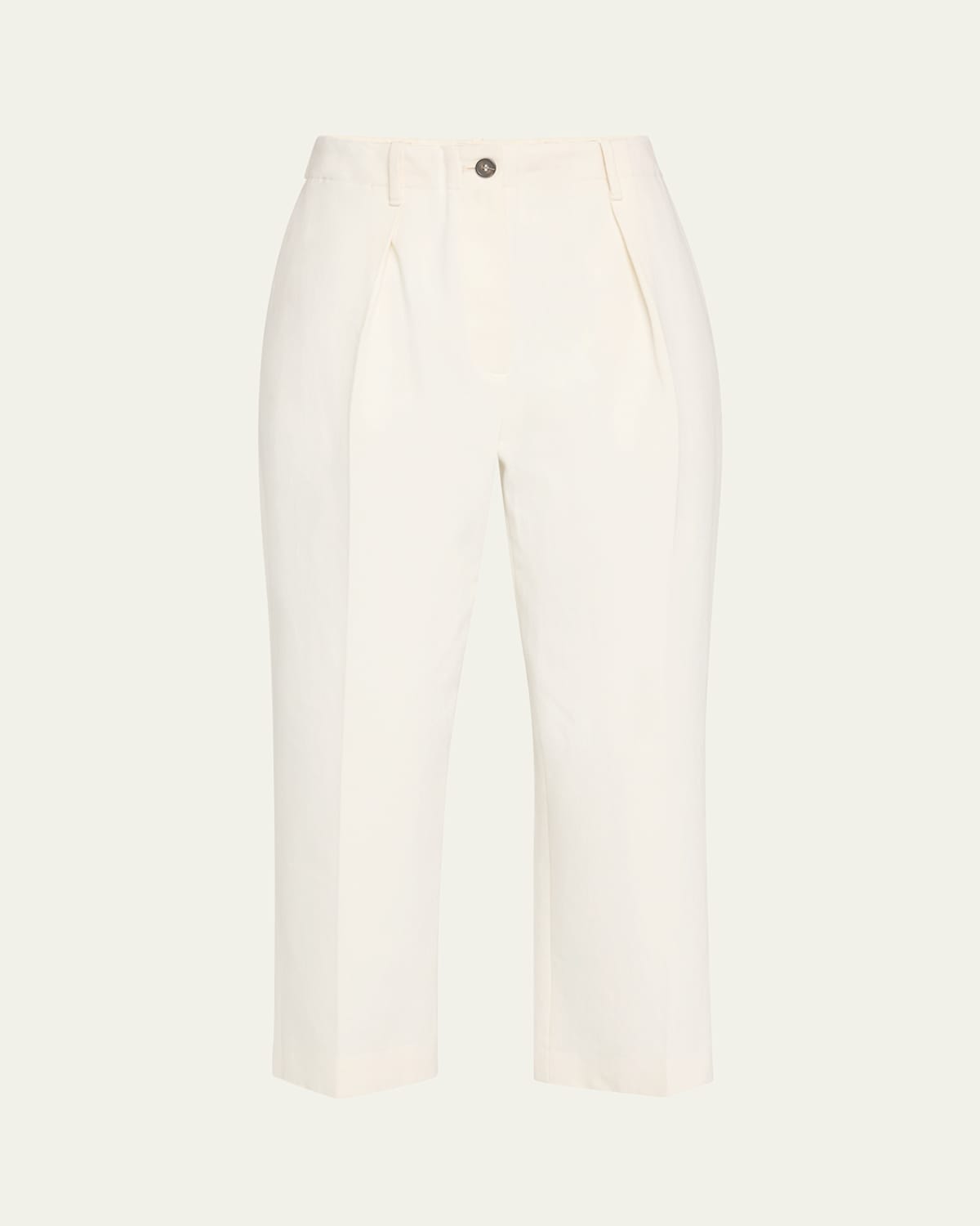 Brunello Cucinelli Creased Square Cotton Wool Chino Pants In White