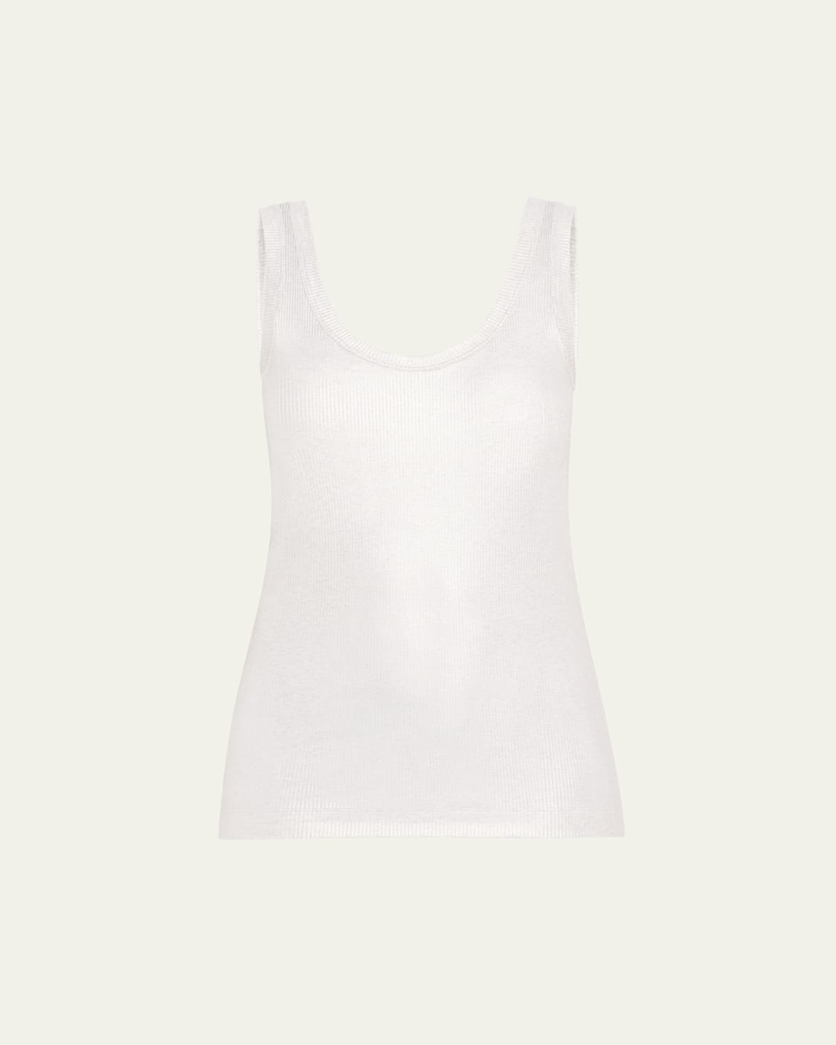 Brunello Cucinelli Scoop-neck Foiled Jersey Ribbed Tank Top In White