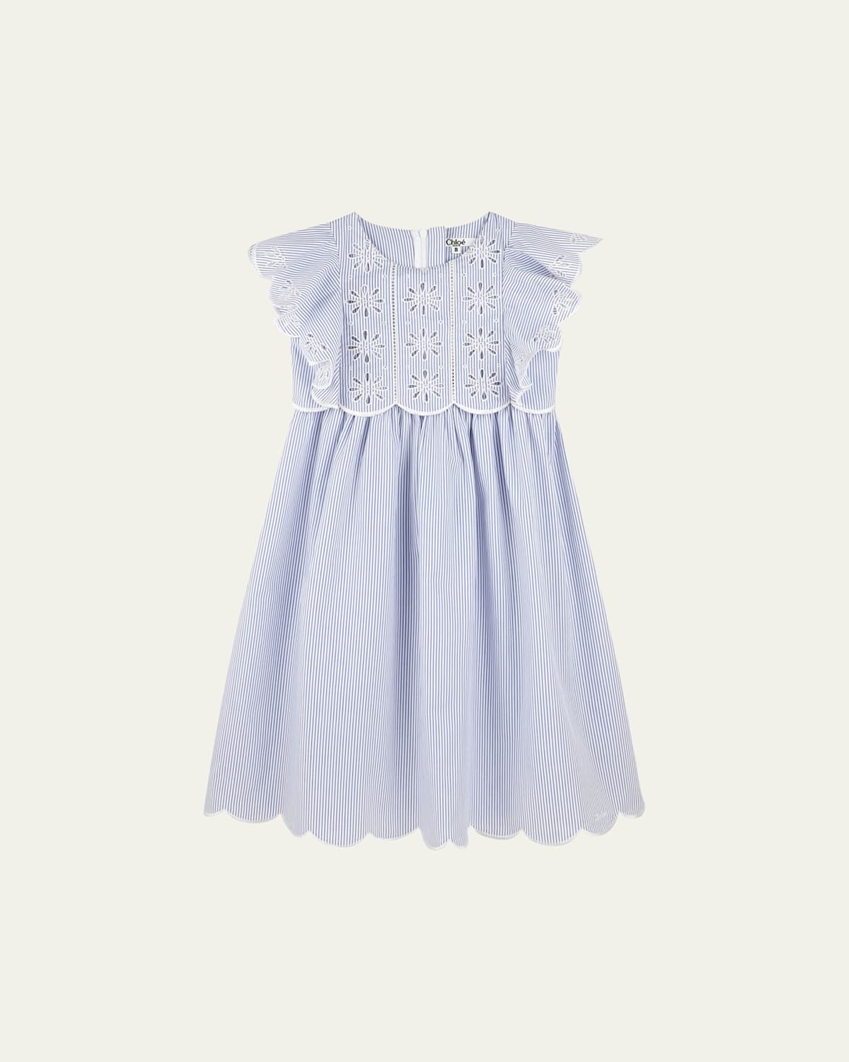Chloé Striped Dress In White Blue