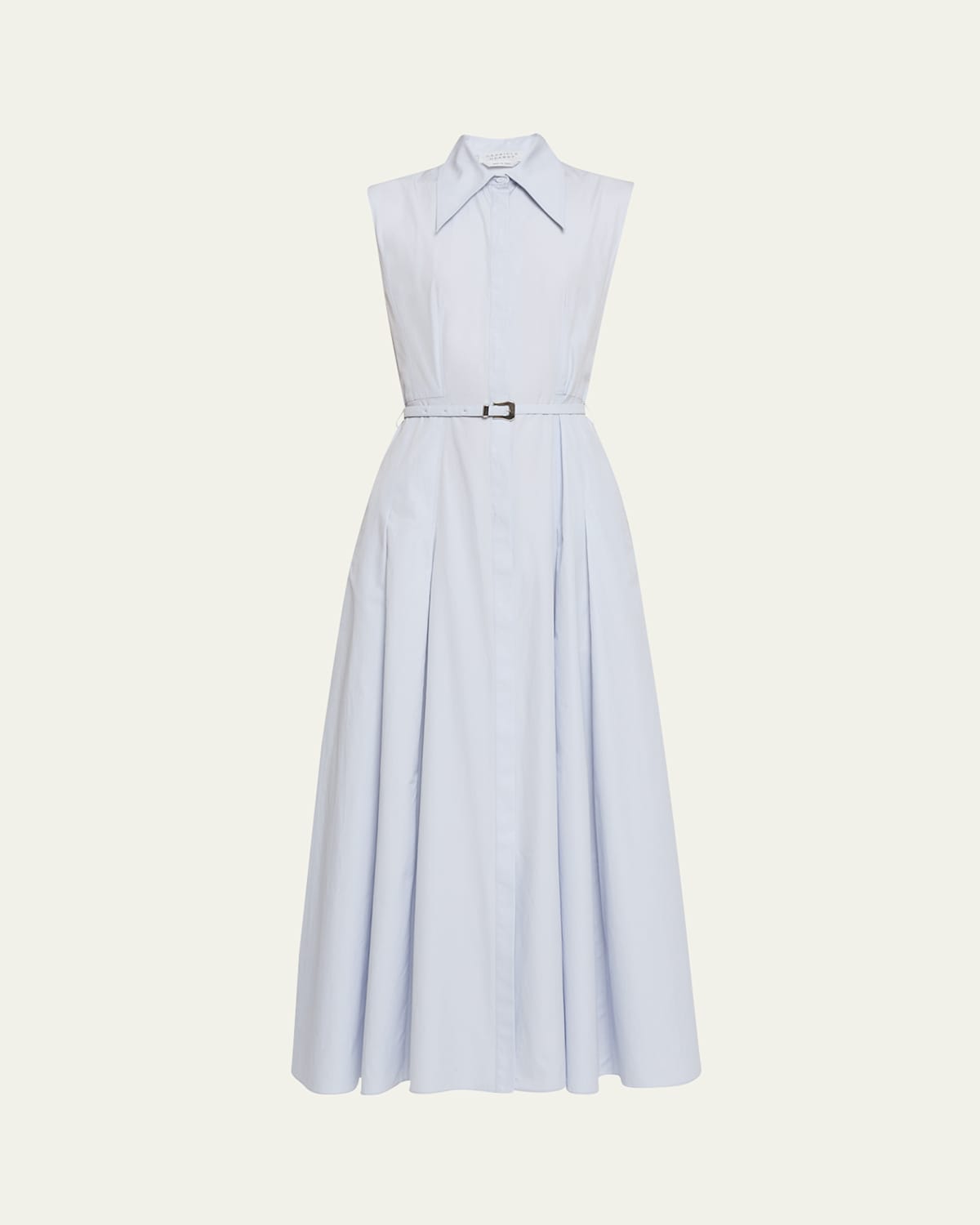 Gabriela Hearst Becca Belted Cotton Poplin Maxi Shirt Dress In Light Blue