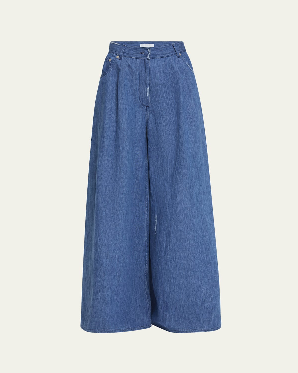 Shop Gabriela Hearst Brenn Distressed Wide Leg Jeans In Medium Blue