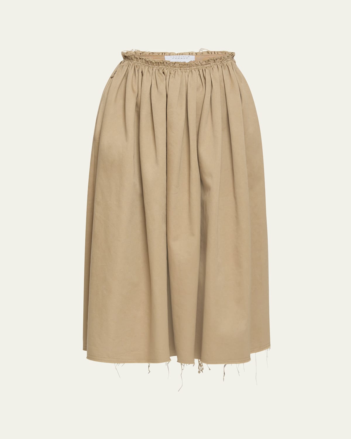 Gabriela Hearst Chiara Frayed Poplin Midi Skirt In Camel