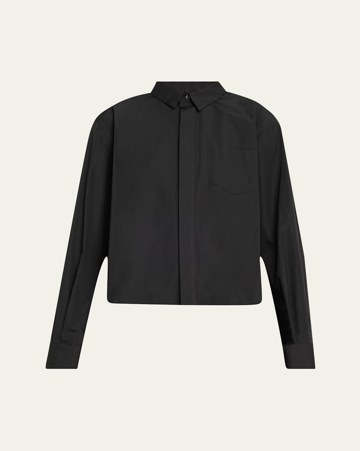 SACAI POPLIN RUFFLE BACK CROPPED BLOUSE 