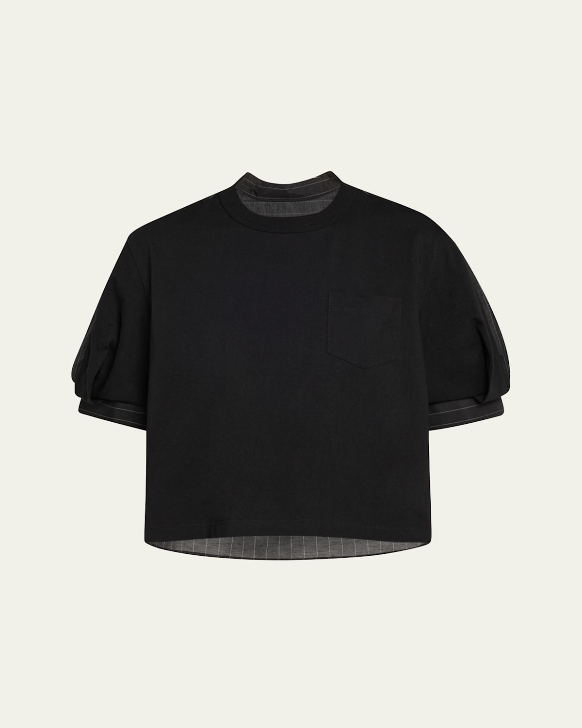 Shop Sacai Hybrid Pinstripe Back Jersey Front T-shirt In Black Stripe