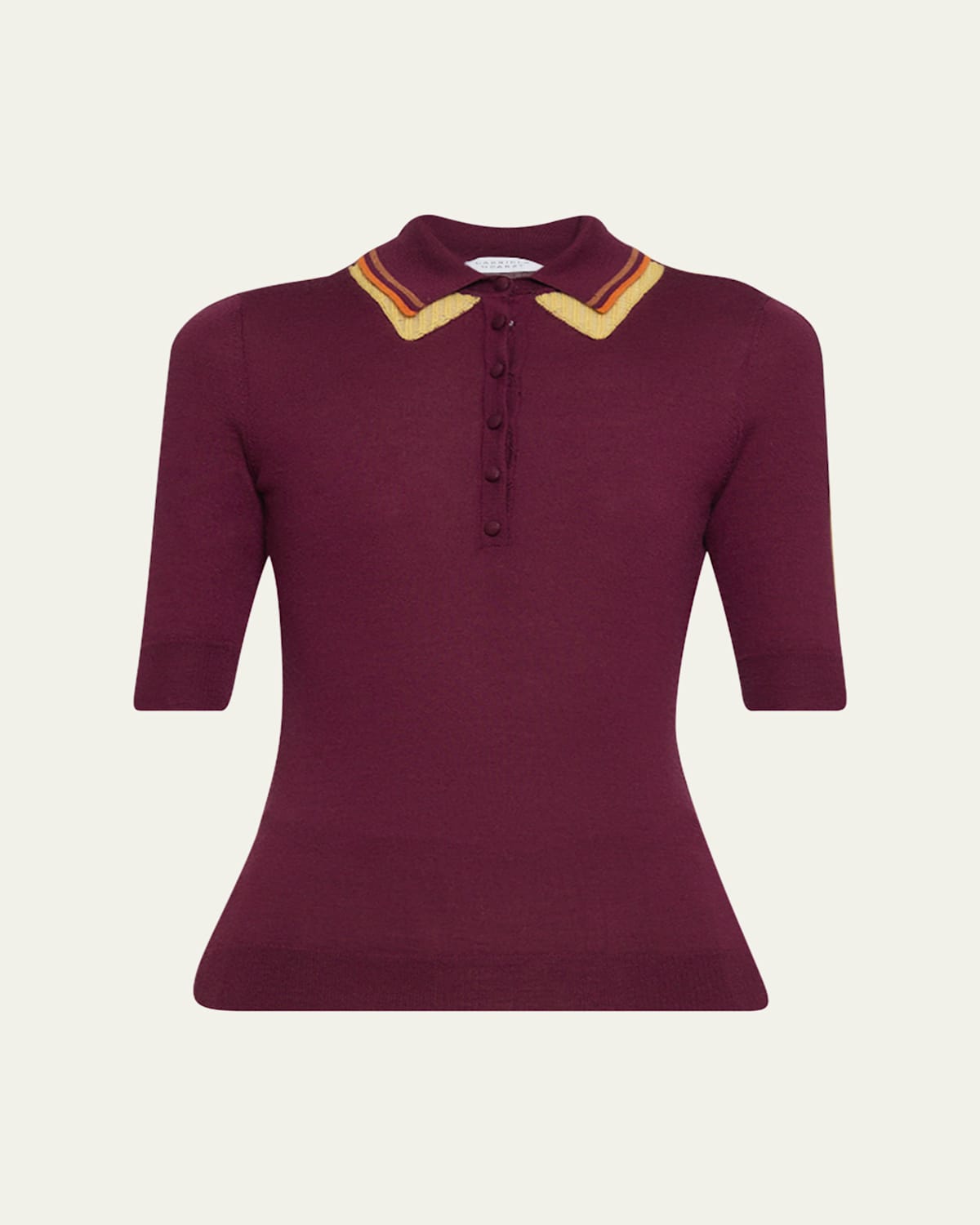 Gabriela Hearst Womens Wendelyn Striped-collar Silk-cashmere Knitted Top Merlot Multi In Merlot Multi