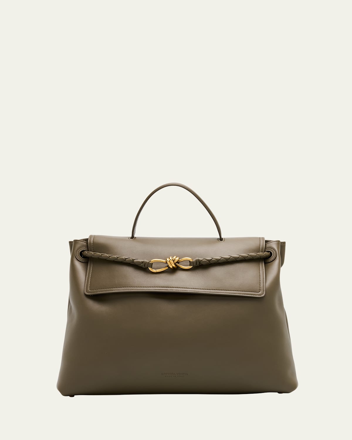 Bottega Veneta Andiamo Large Leather Top-handle Bag In Green