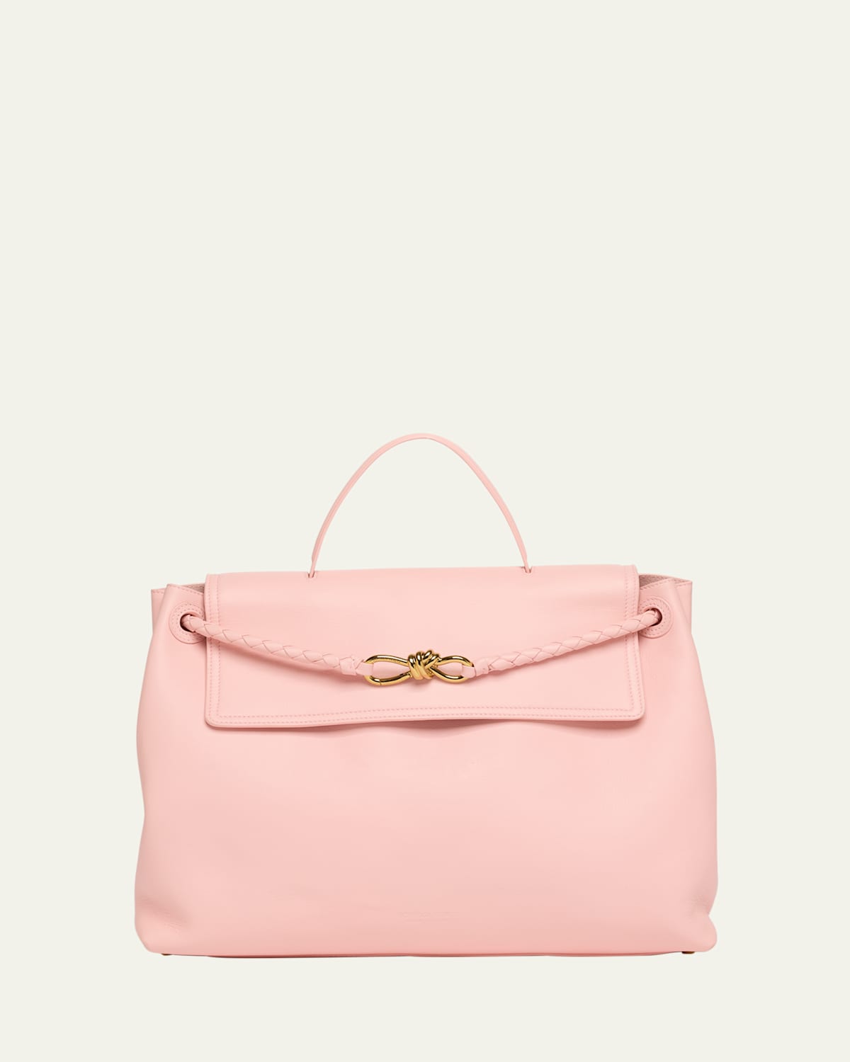 Bottega Veneta Andiamo Large Leather Top-handle Bag In Rose