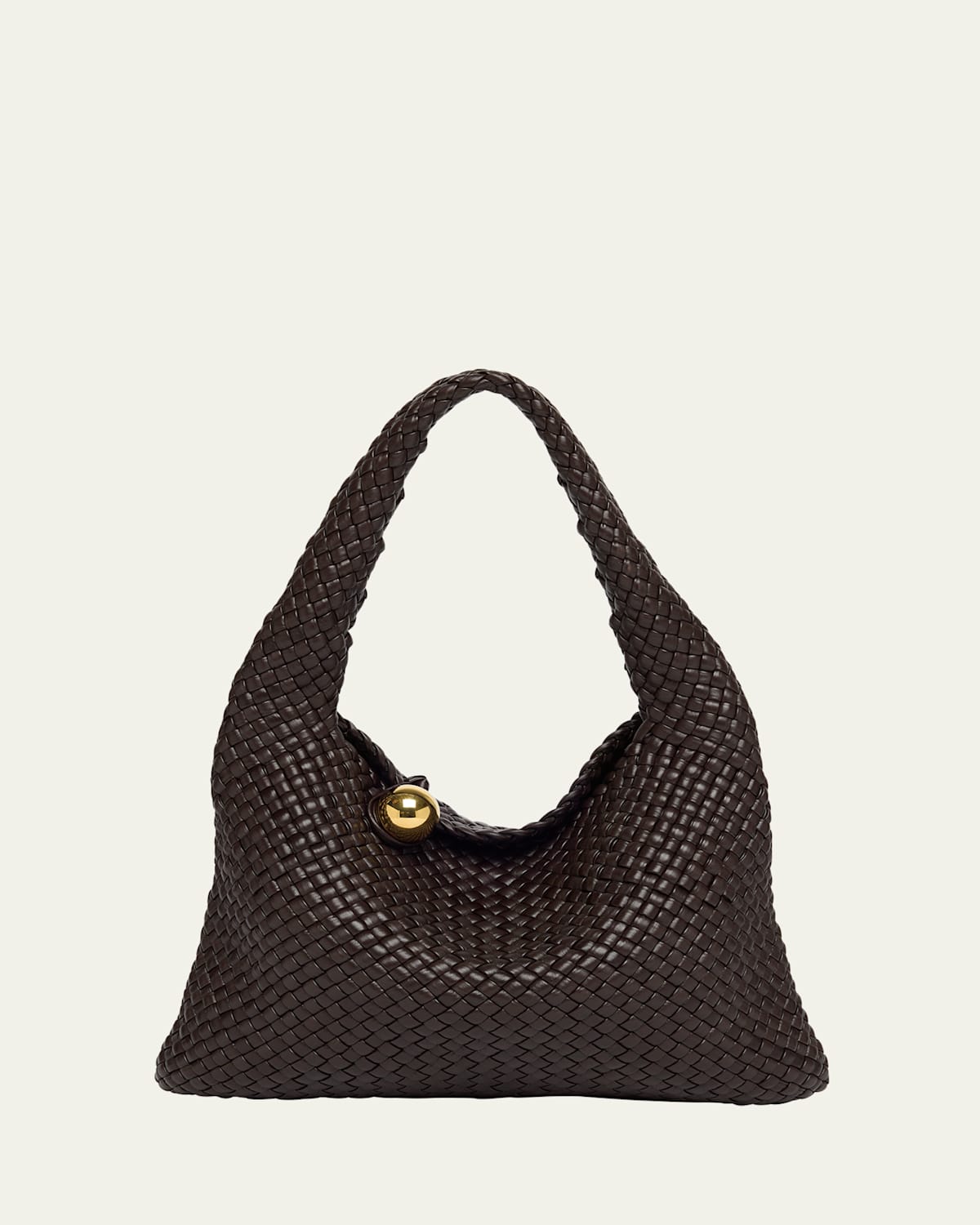 Bottega Veneta Tosca Intreccio Leather Shoulder Bag In Fondant-m Brass