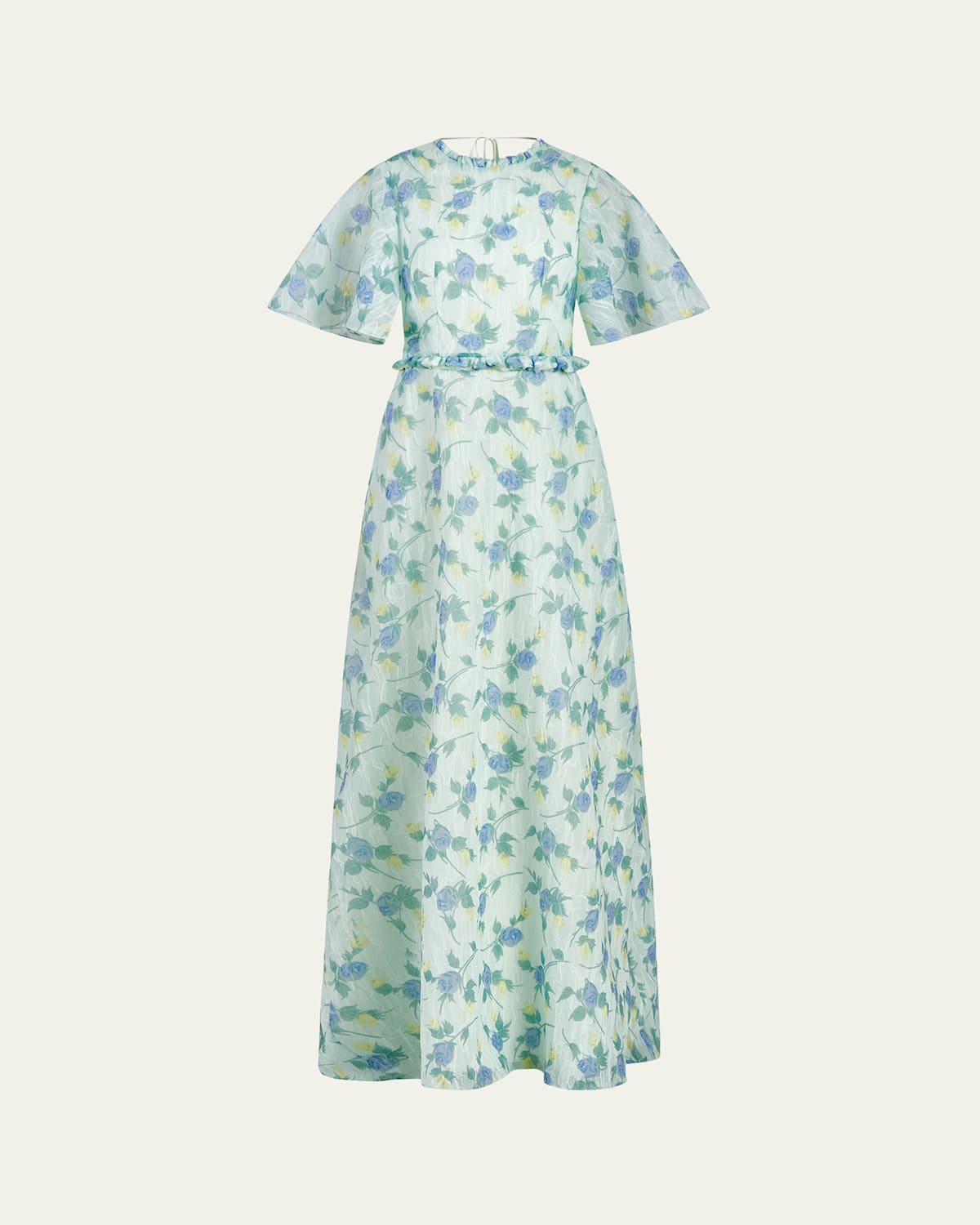 Heather Floral Organza Backless Gown