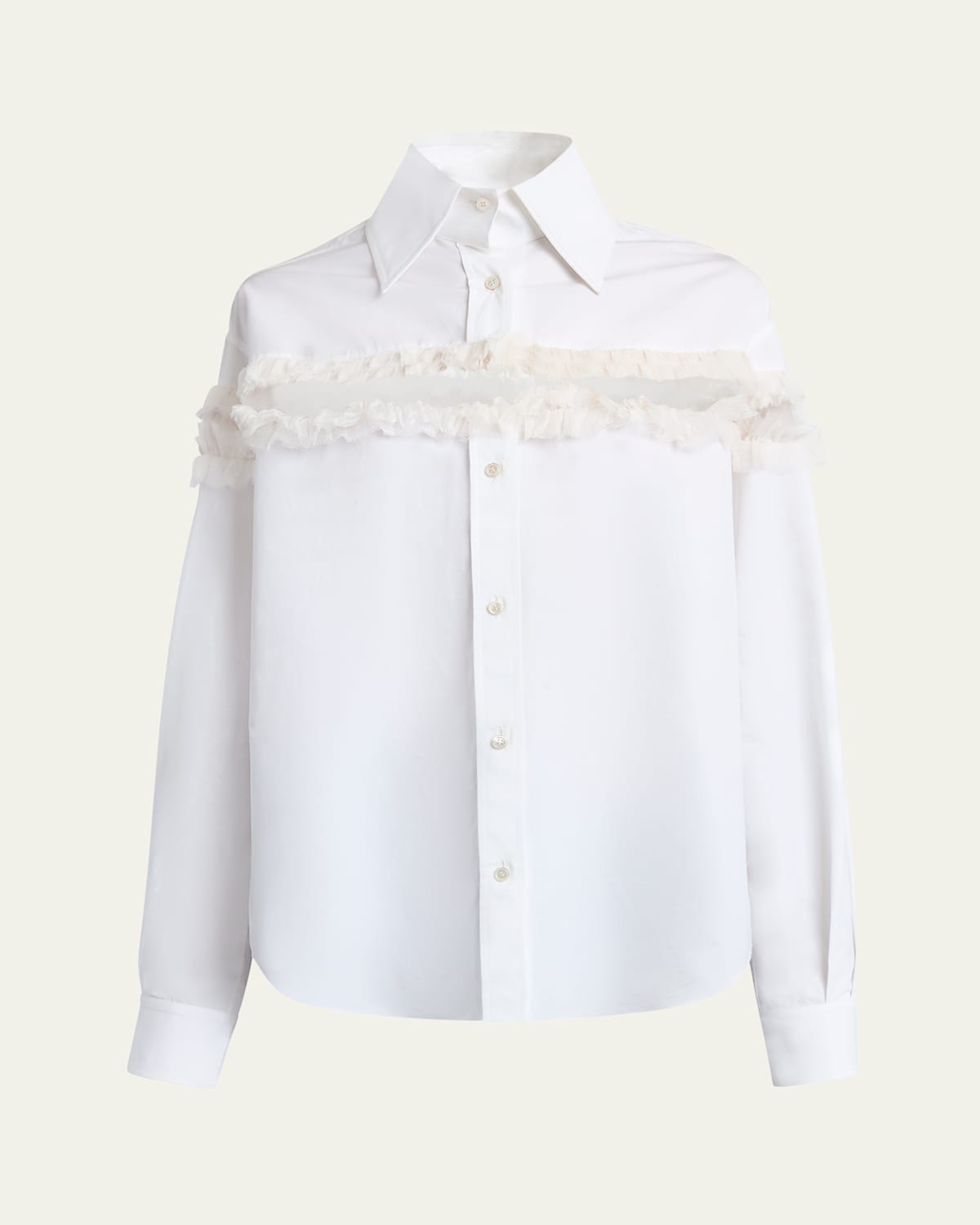 Alexander Mcqueen Slashed Creponne Detail Oversized Shirt In Optical White