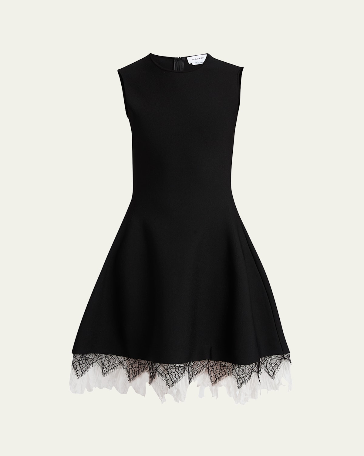 Alexander Mcqueen Black Viscose Mix Dresses In Black Ivory