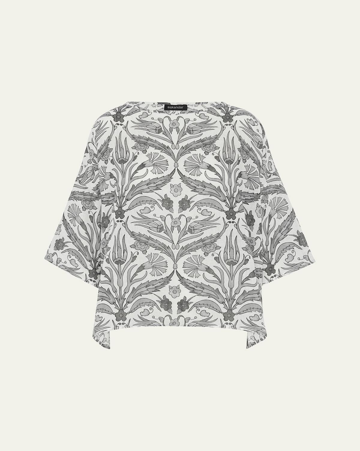 ESKANDAR SLOPED SHOULDER WIDE A-LINE SCOOP NECK TOP (MID LENGTH) 