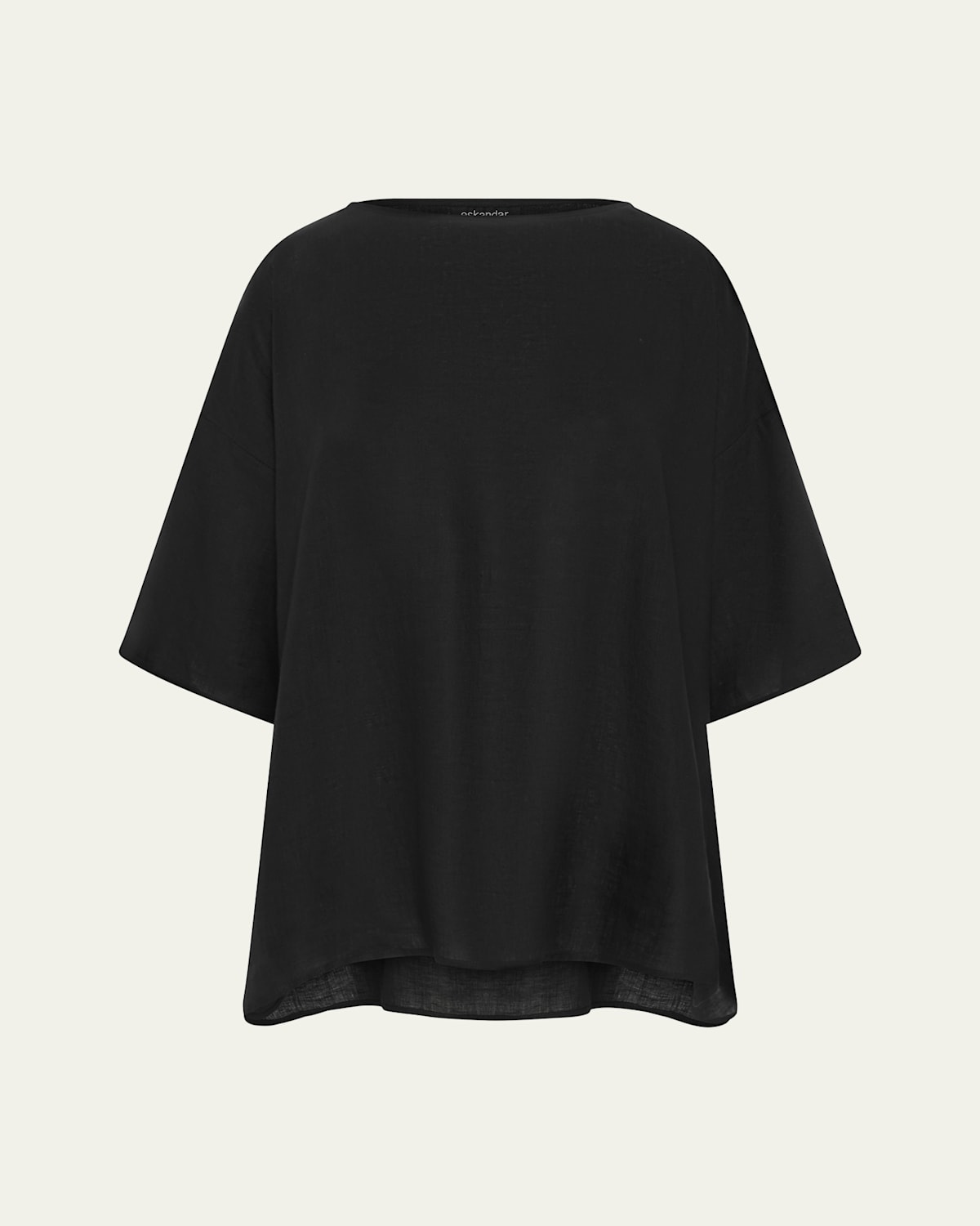 ESKANDAR SLOPED SHOULDER WIDE A-LINE SCOOP NECK TOP (LONG LENGTH) 