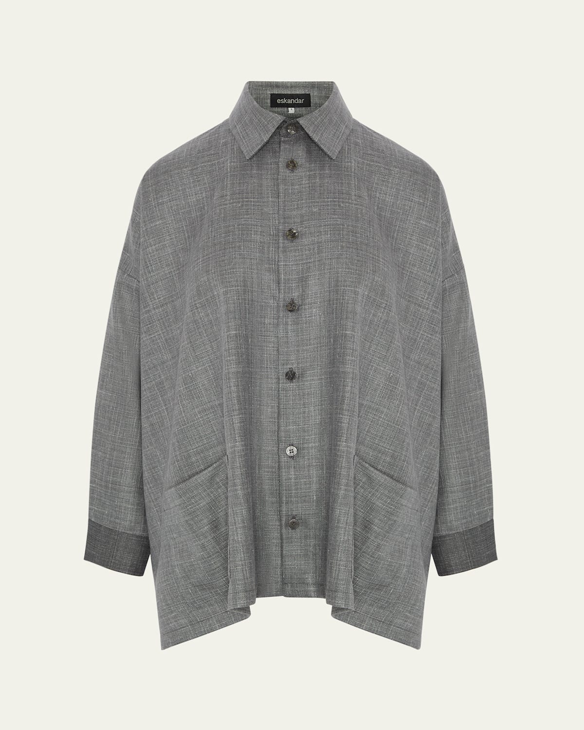 ESKANDAR WIDE A-LINE SHIRT JACKET WITH COLLAR (LONG LENGTH) 