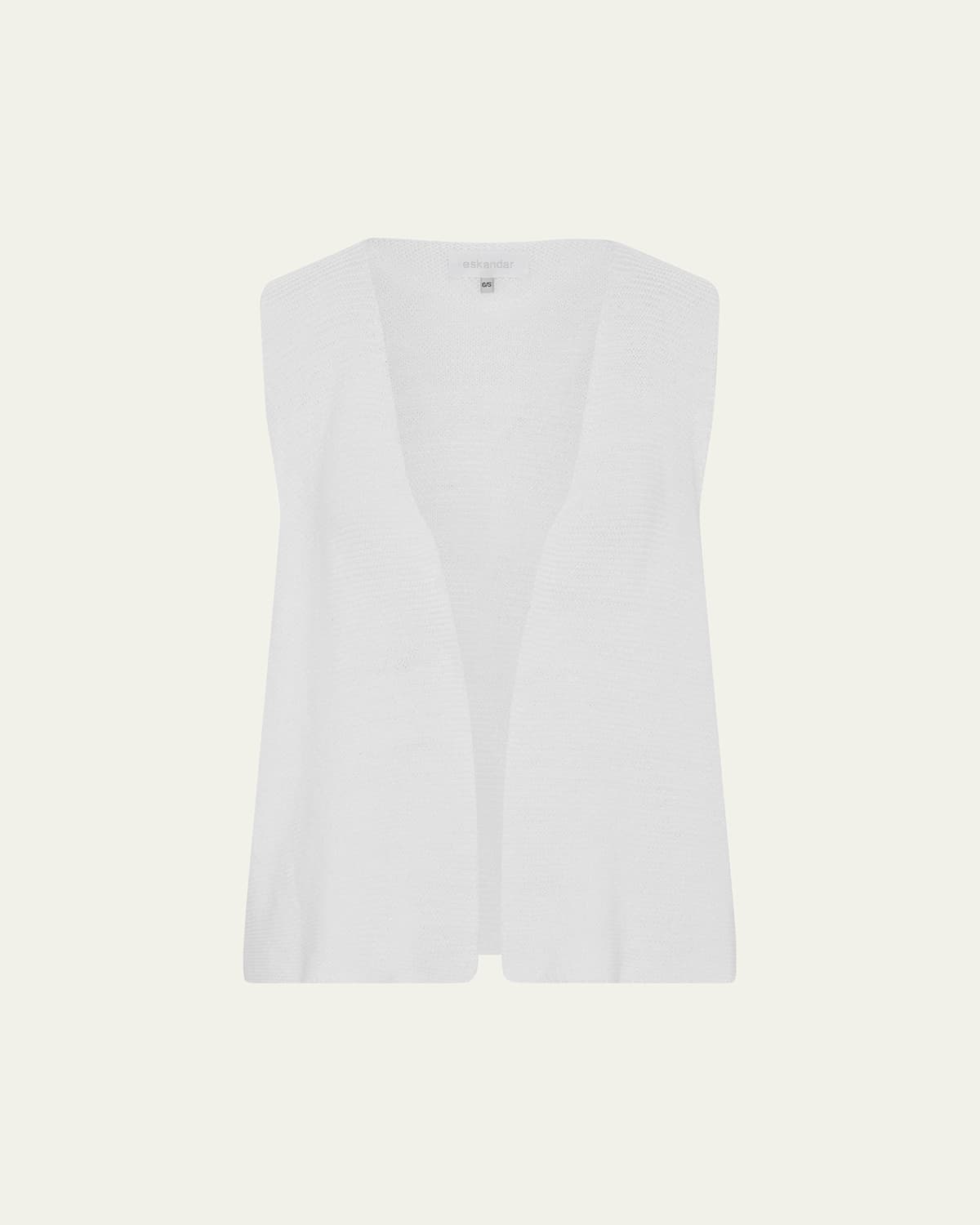Eskandar Open Waistcoat (mid Length) In White