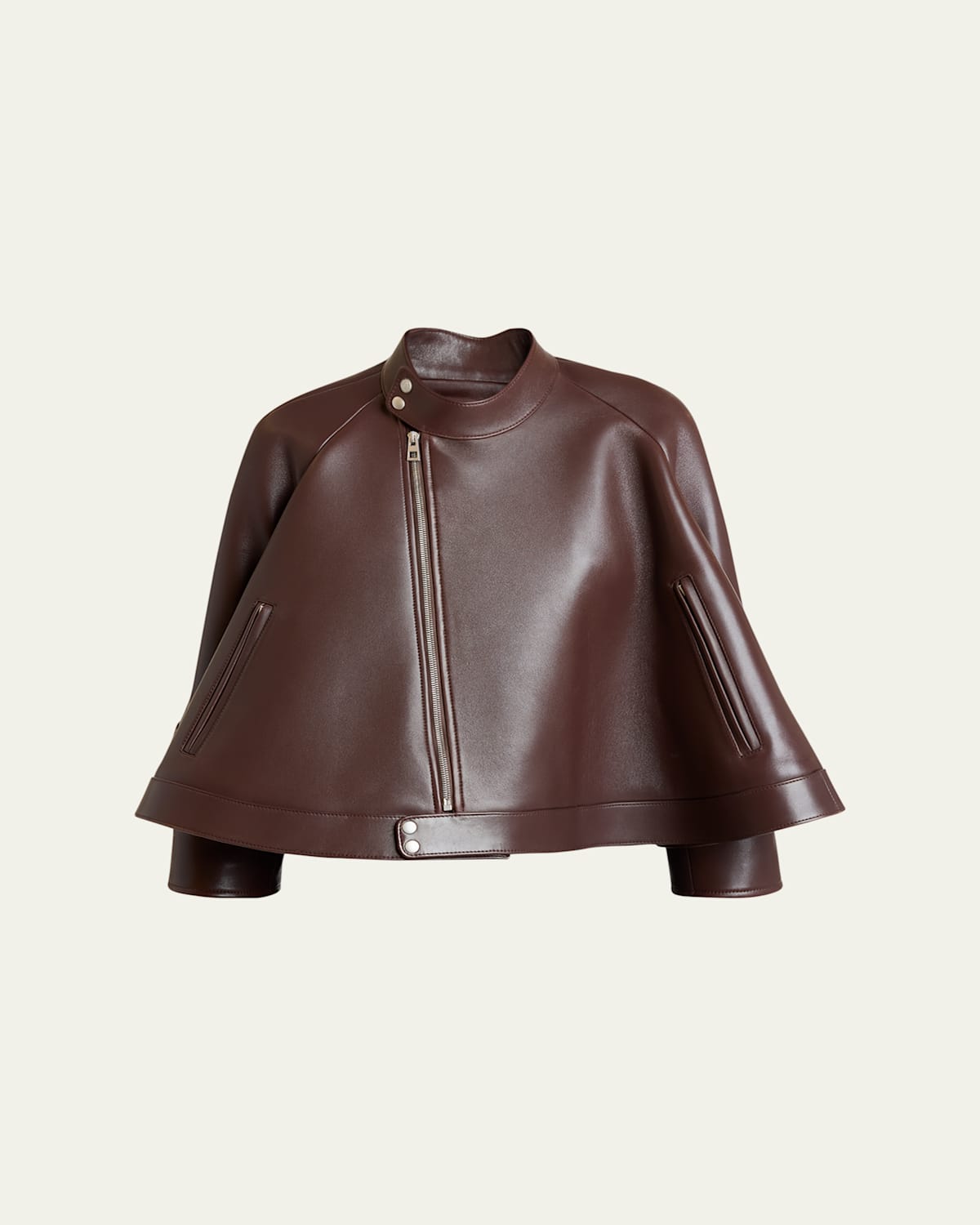 Loewe Leather Cape Trapeze Jacket In Brown