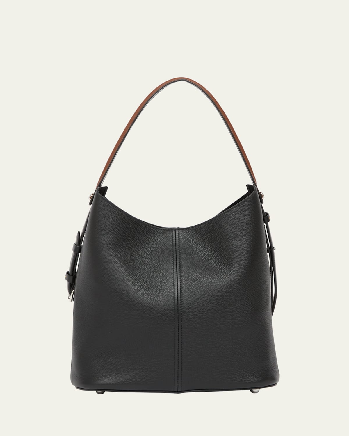 Maison Margiela Dress-age Leather Hobo Bag In Black Chestnut