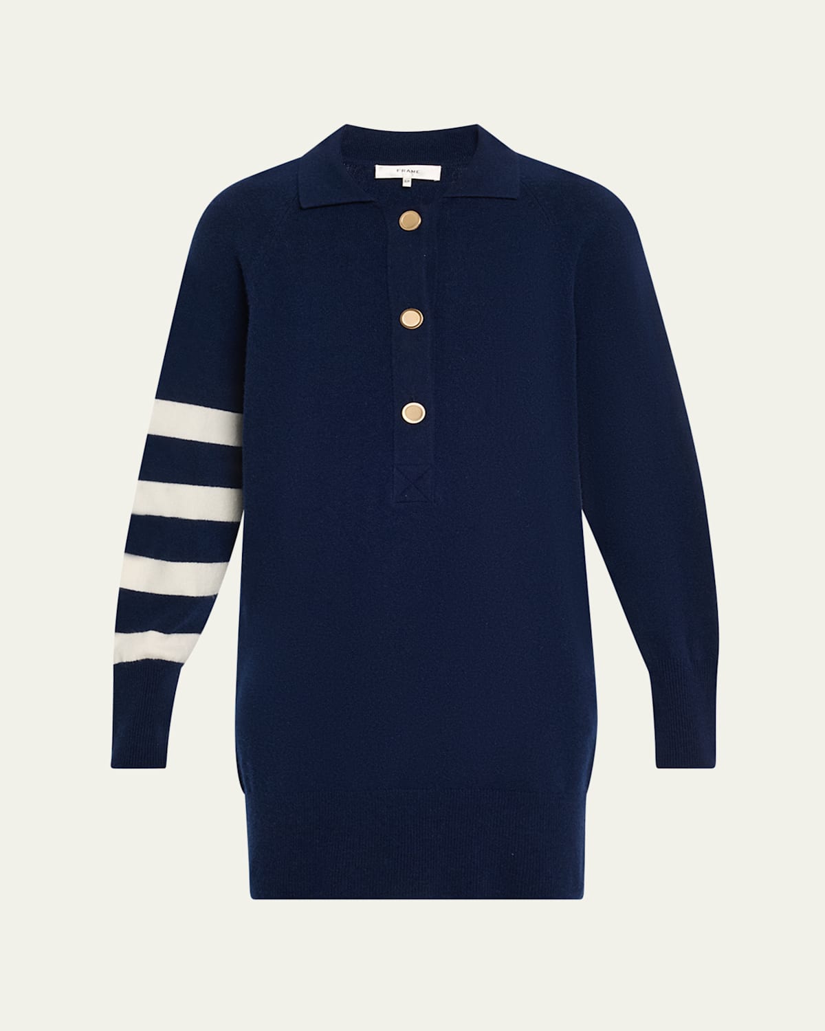 Frame The Cashmere Rugby Tunic Dress In Navy Multi