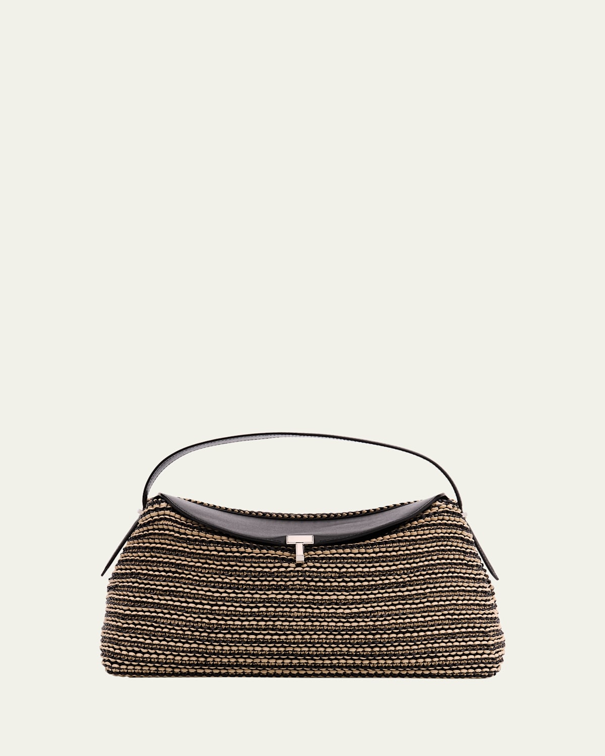Totême T Lock Woven Leather Top-handle Bag In Black
