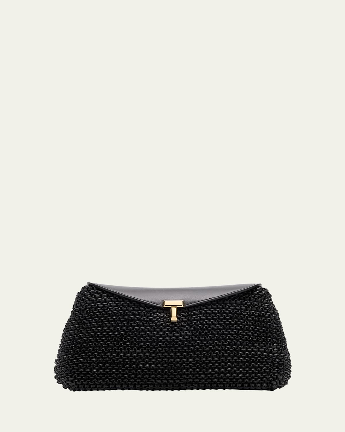 Totême T-lock Woven Leather Clutch Bag In Black
