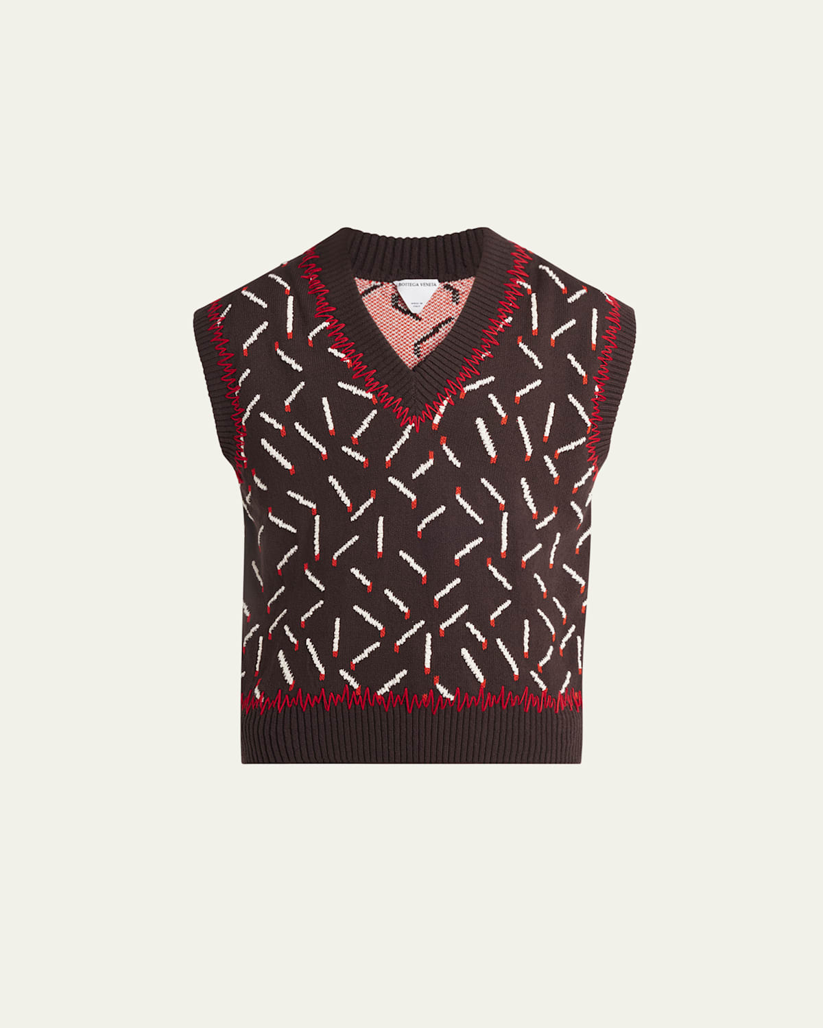 Shop Bottega Veneta Men's Allover Matchstick Chunky Sweater Vest In Bark