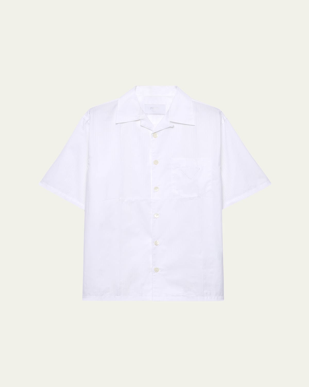 Prada Cotton Shirt With Short Sleeves And Pockets In Bianco