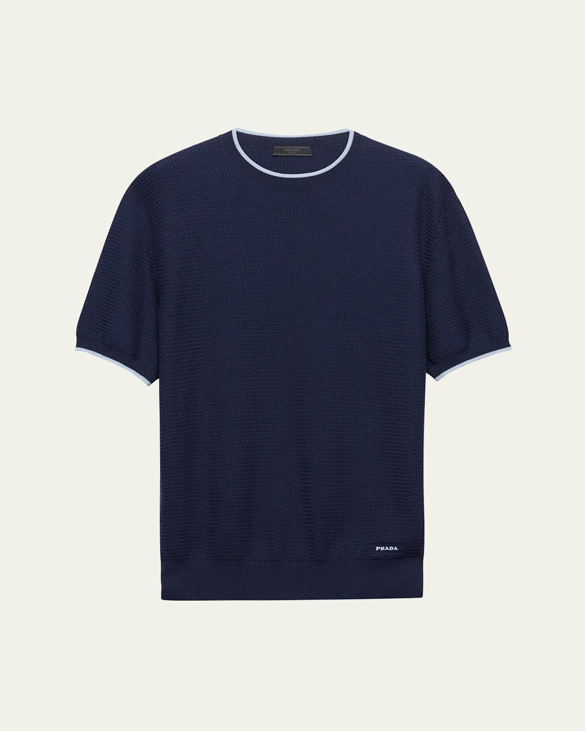 Prada Crewneck T-shirt In Silk Blend In Bleu