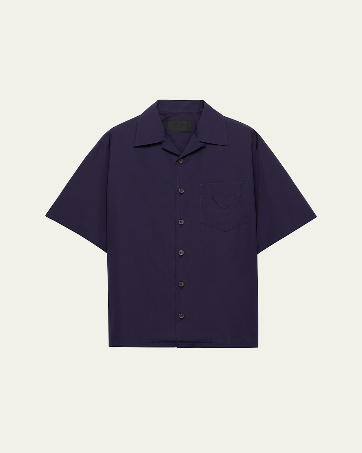 Prada Lapel Short-sleeved Shirt In Inchiostro