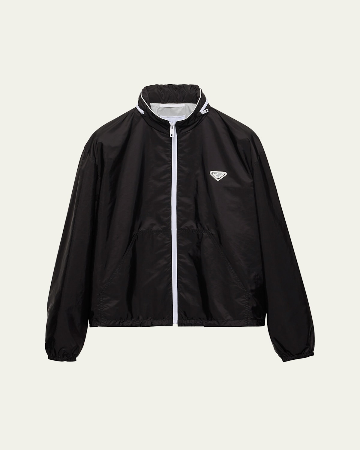Prada Triangle-logo Jacket In Nero Bianco