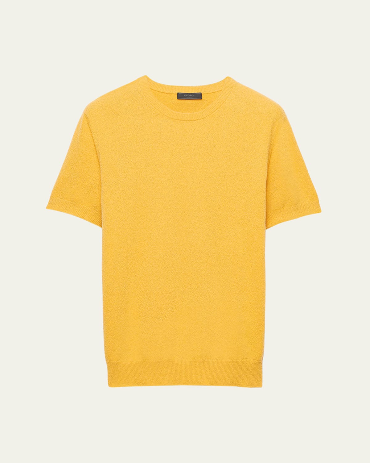 Prada Short-sleeved Cotton Sweater In Senape