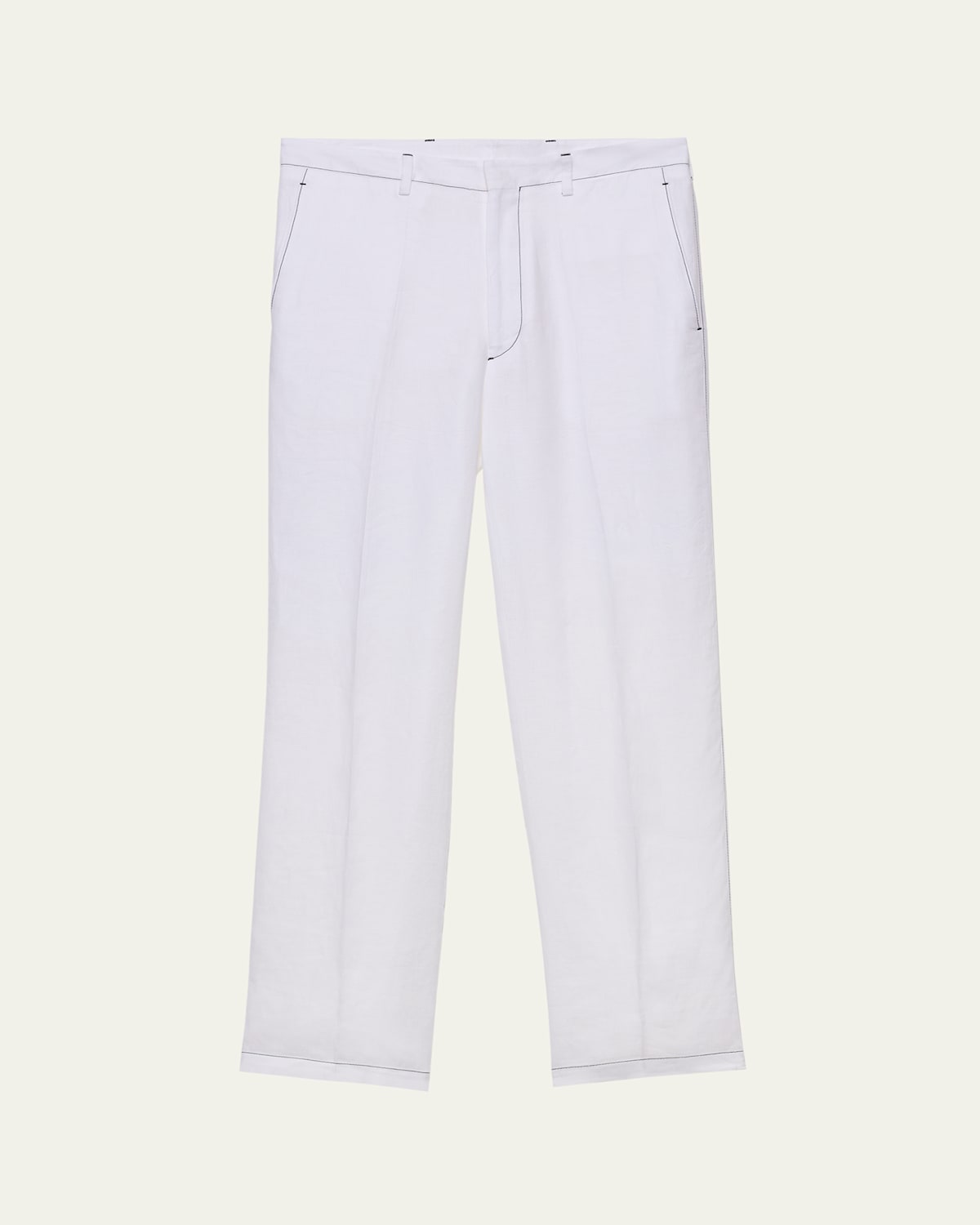 Prada Linen Pants In Bianco