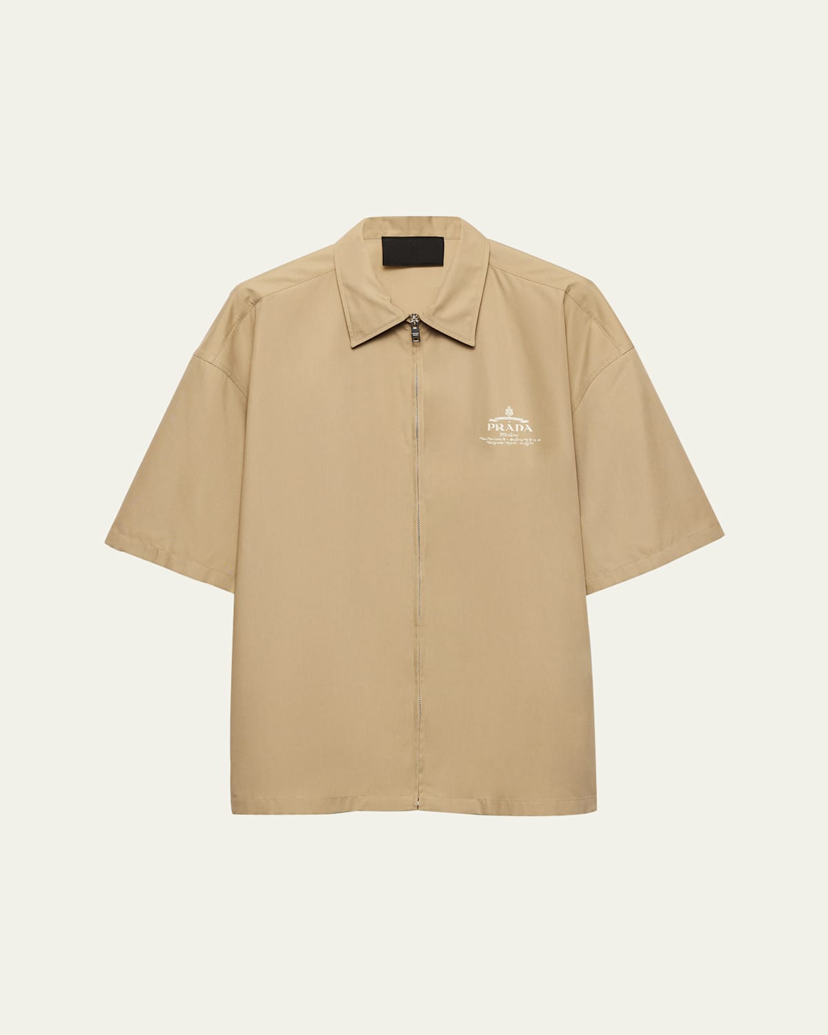 Prada Short-sleeved Technical Cotton Shirt In Brown