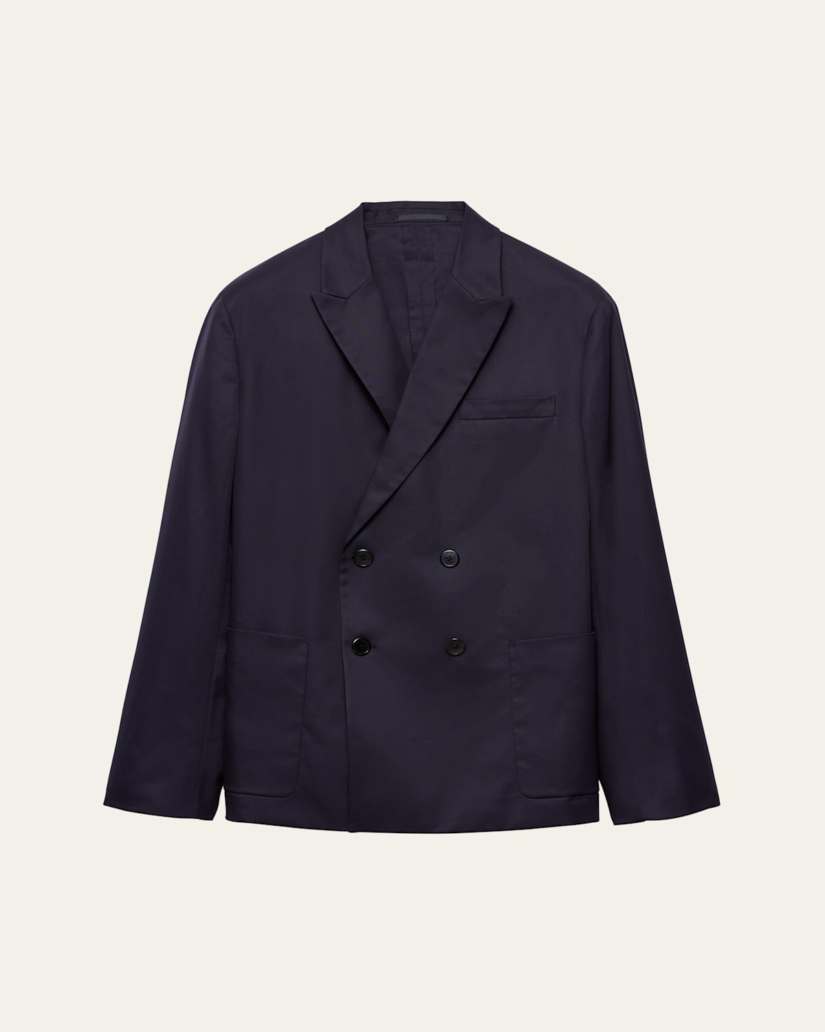 Prada Double-breasted Cotton Blazer In Bleu