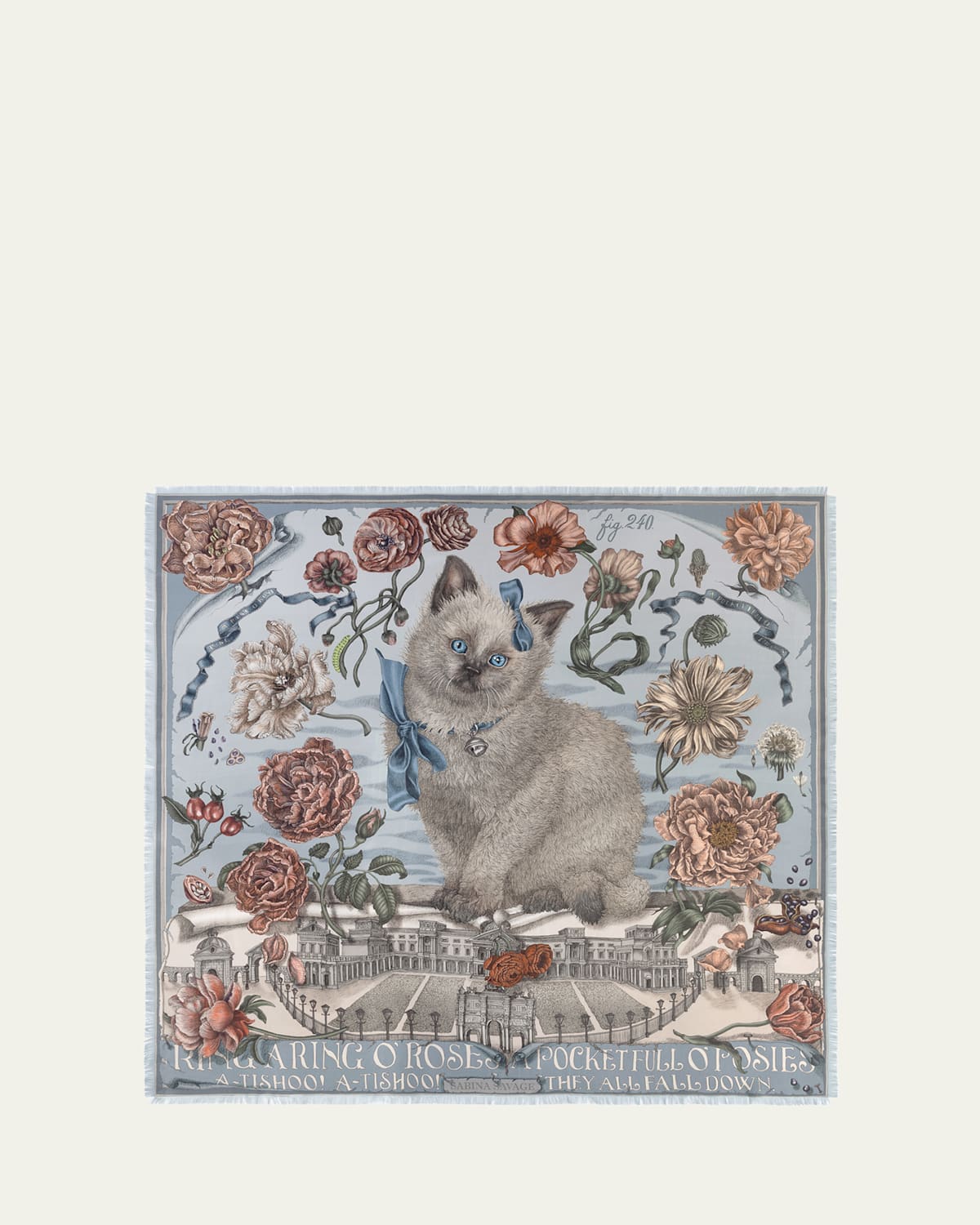 Ring A Ring O' Roses Silk Twill Scarf, 135x135