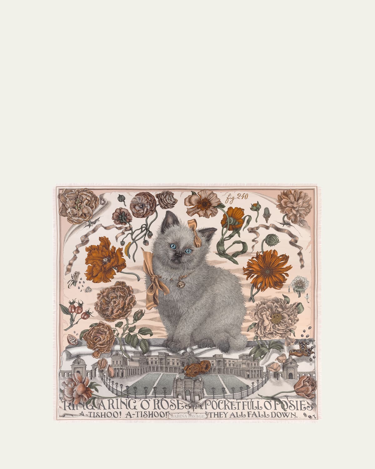 Ring A Ring O' Roses Silk Twill Scarf, 135x135
